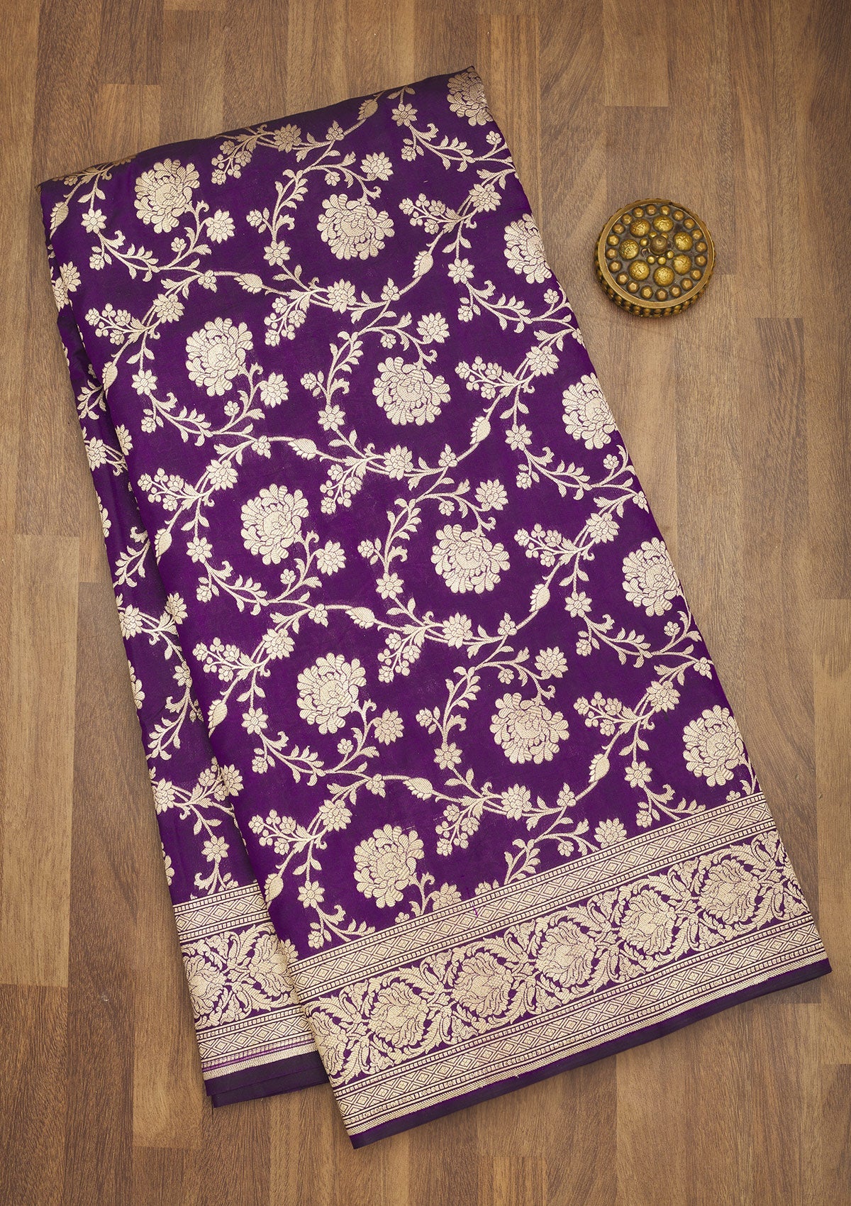 Purple Zariwork Pure Silk Saree-Koskii