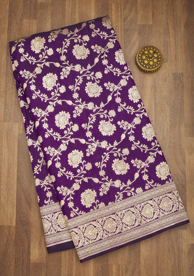 Purple Zariwork Pure Silk Saree-Koskii