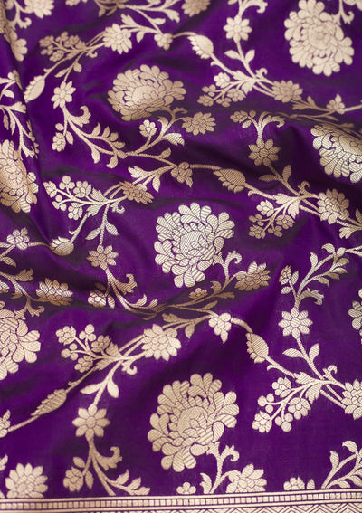 Purple Zariwork Pure Silk Saree-Koskii