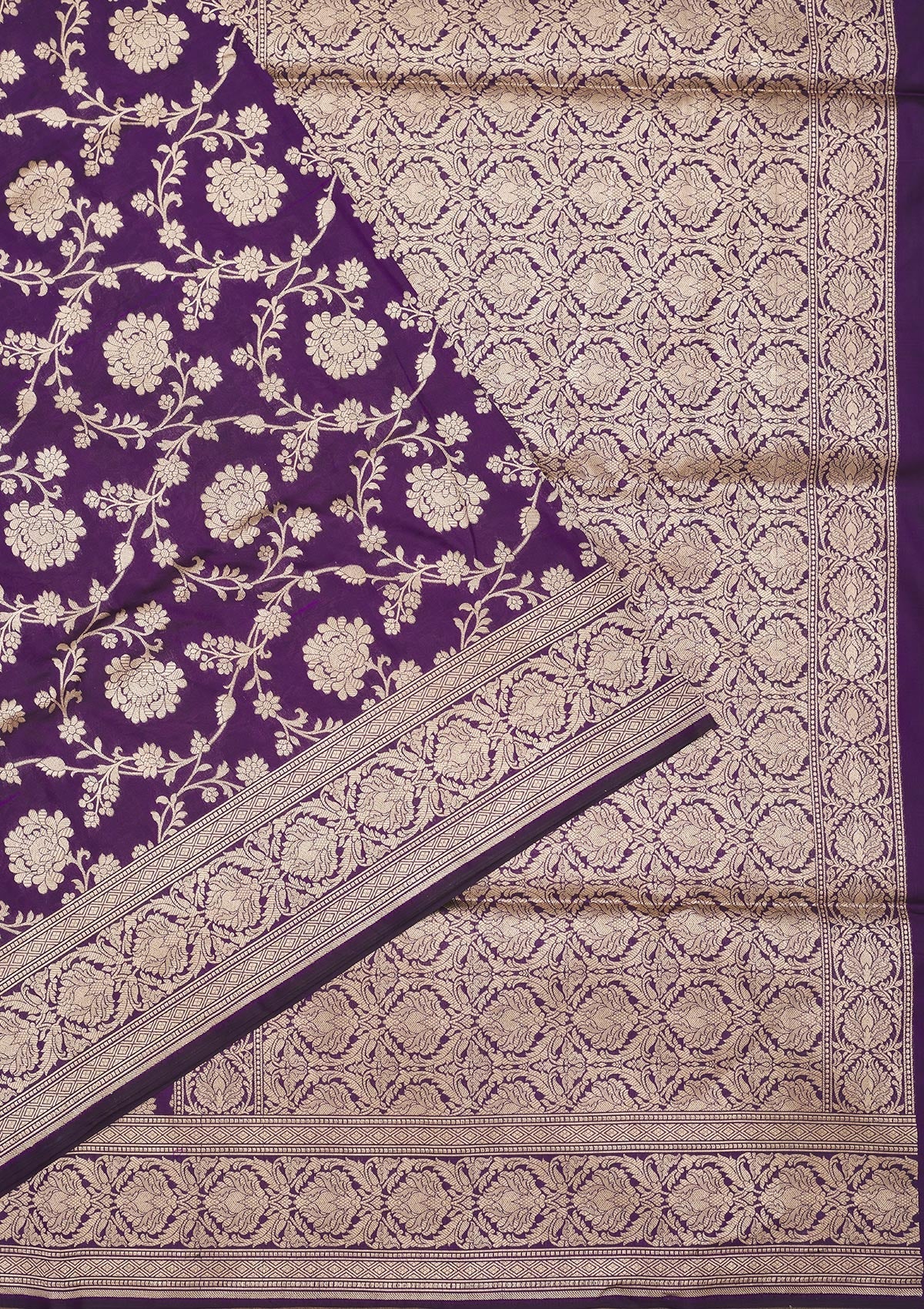 Purple Zariwork Pure Silk Saree-Koskii