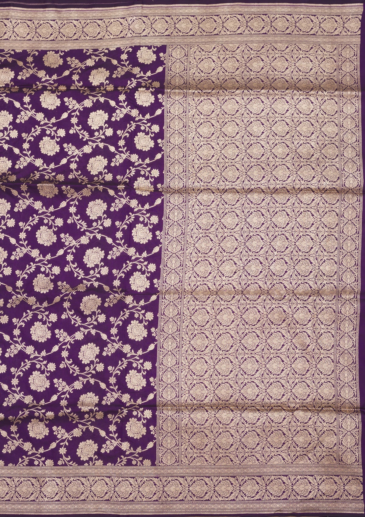 Purple Zariwork Pure Silk Saree-Koskii