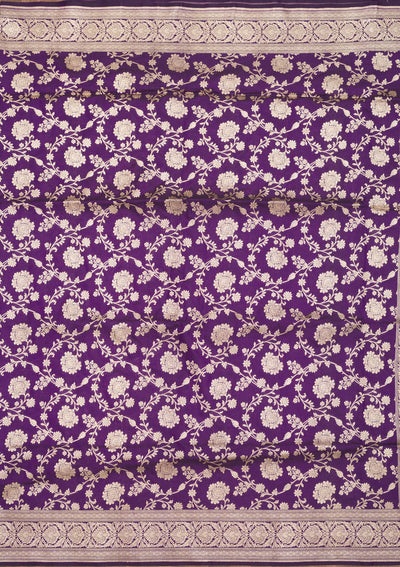 Purple Zariwork Pure Silk Saree-Koskii