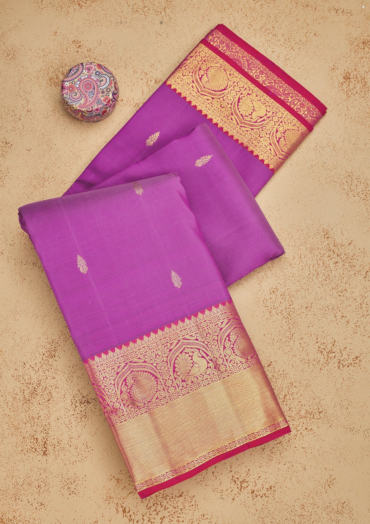 Purple Zariwork Pure Silk Saree-Koskii