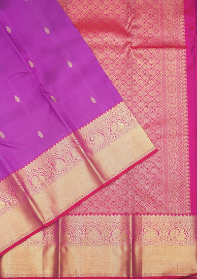 Purple Zariwork Pure Silk Saree-Koskii