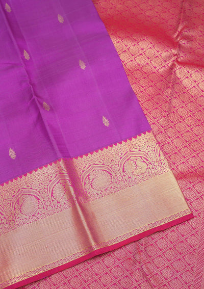 Purple Zariwork Pure Silk Saree-Koskii