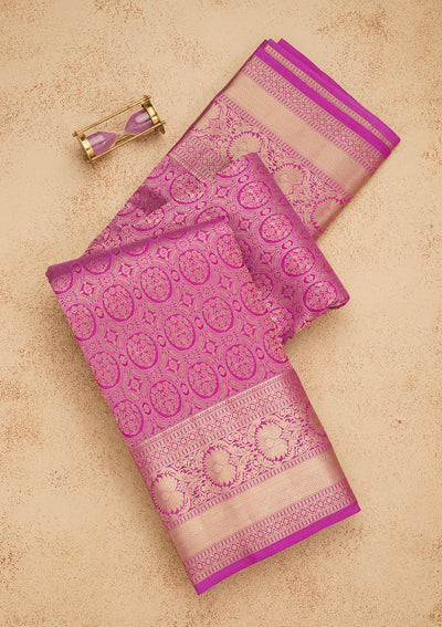 Purple Zariwork Pure Silk Saree-Koskii