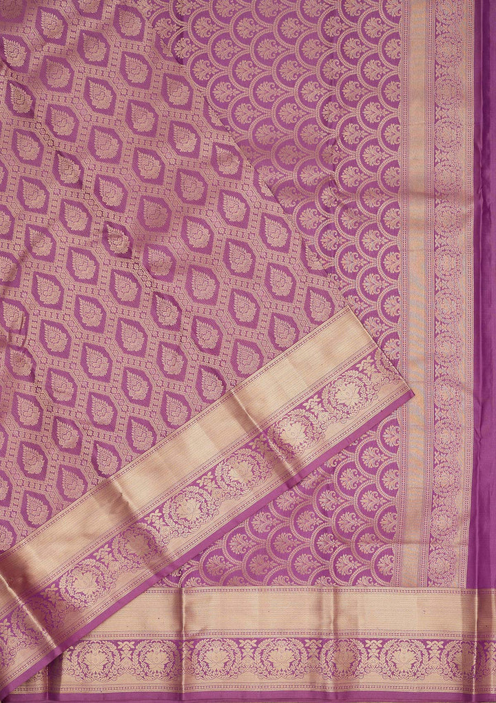 Purple Zariwork Pure Silk Saree-Koskii
