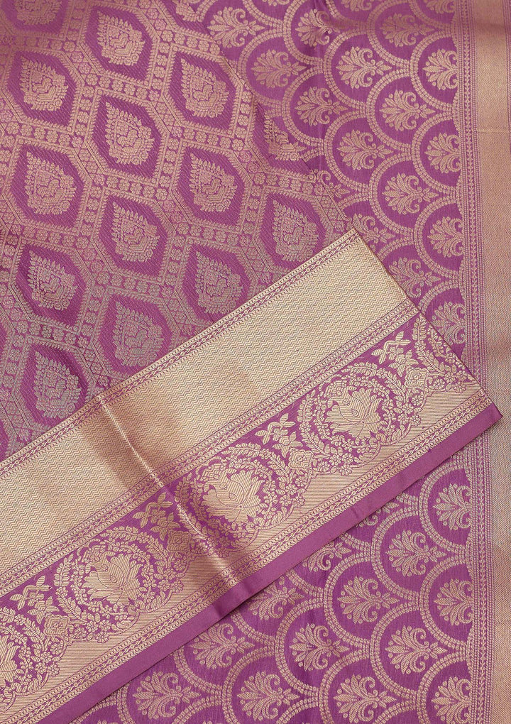 Purple Zariwork Pure Silk Saree-Koskii