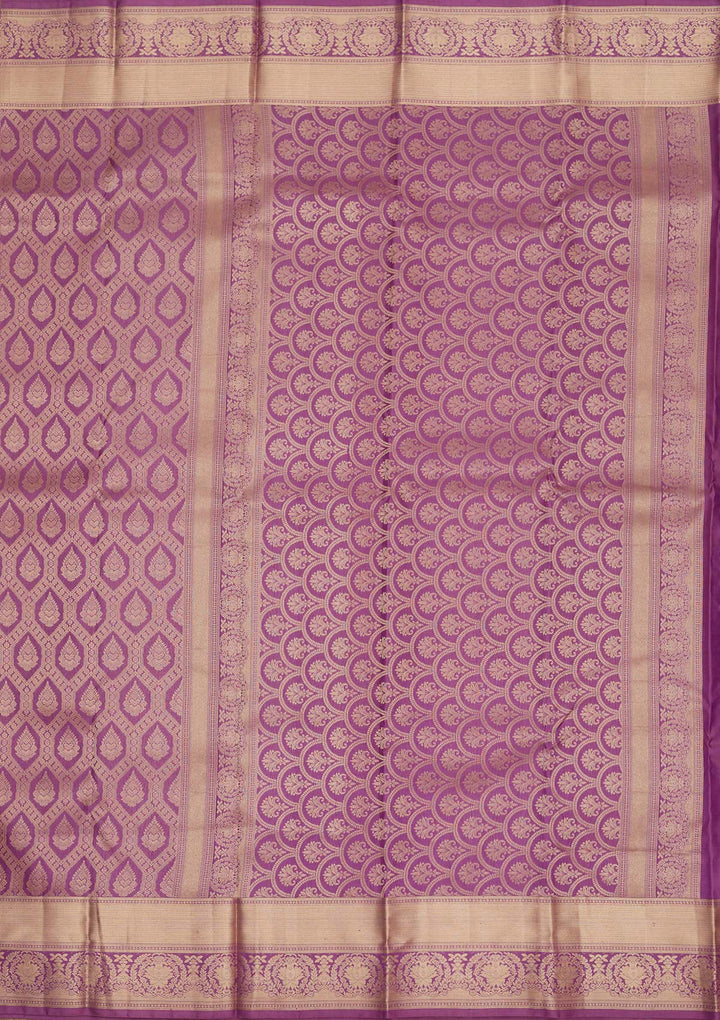 Purple Zariwork Pure Silk Saree-Koskii
