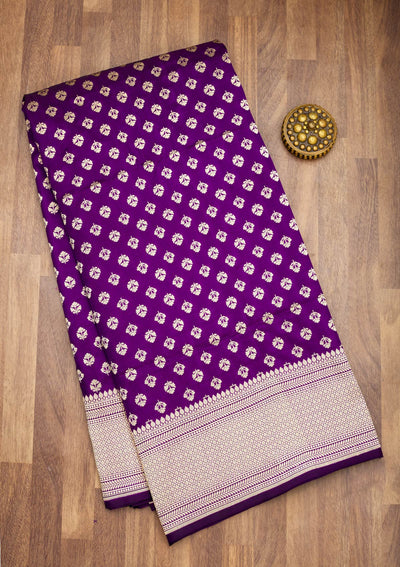 Purple Zariwork Pure Silk Saree-Koskii