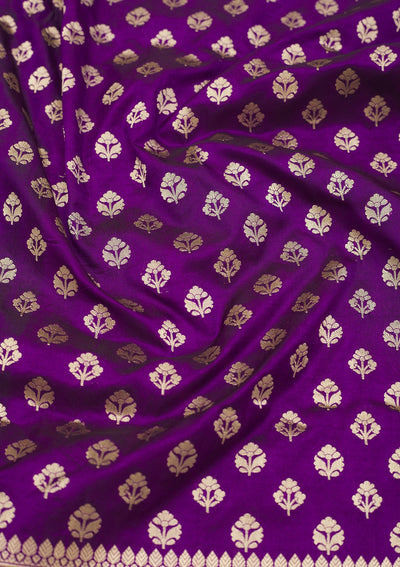 Purple Zariwork Pure Silk Saree-Koskii