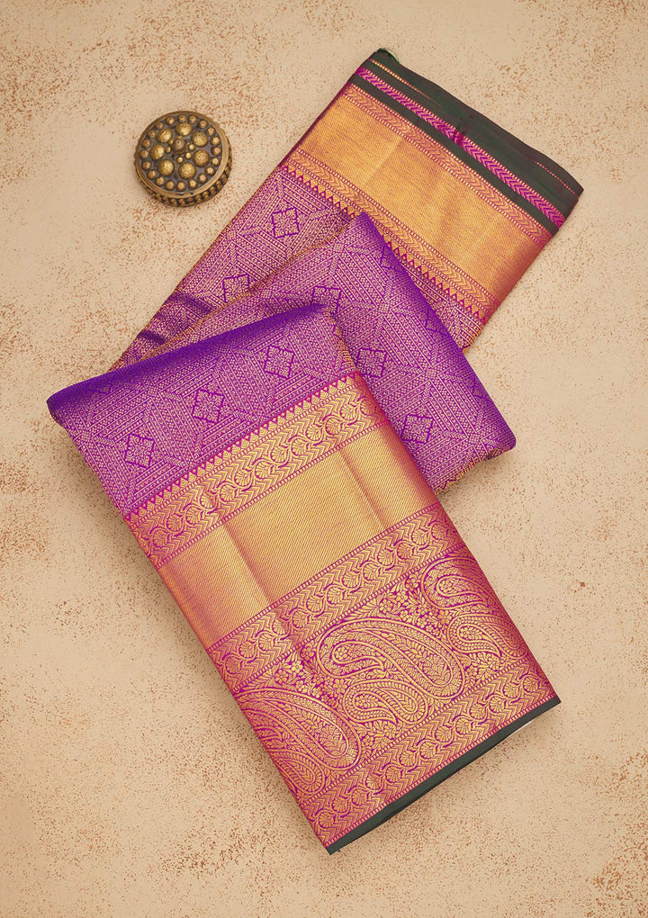 Purple Zariwork Pure Silk Saree-Koskii