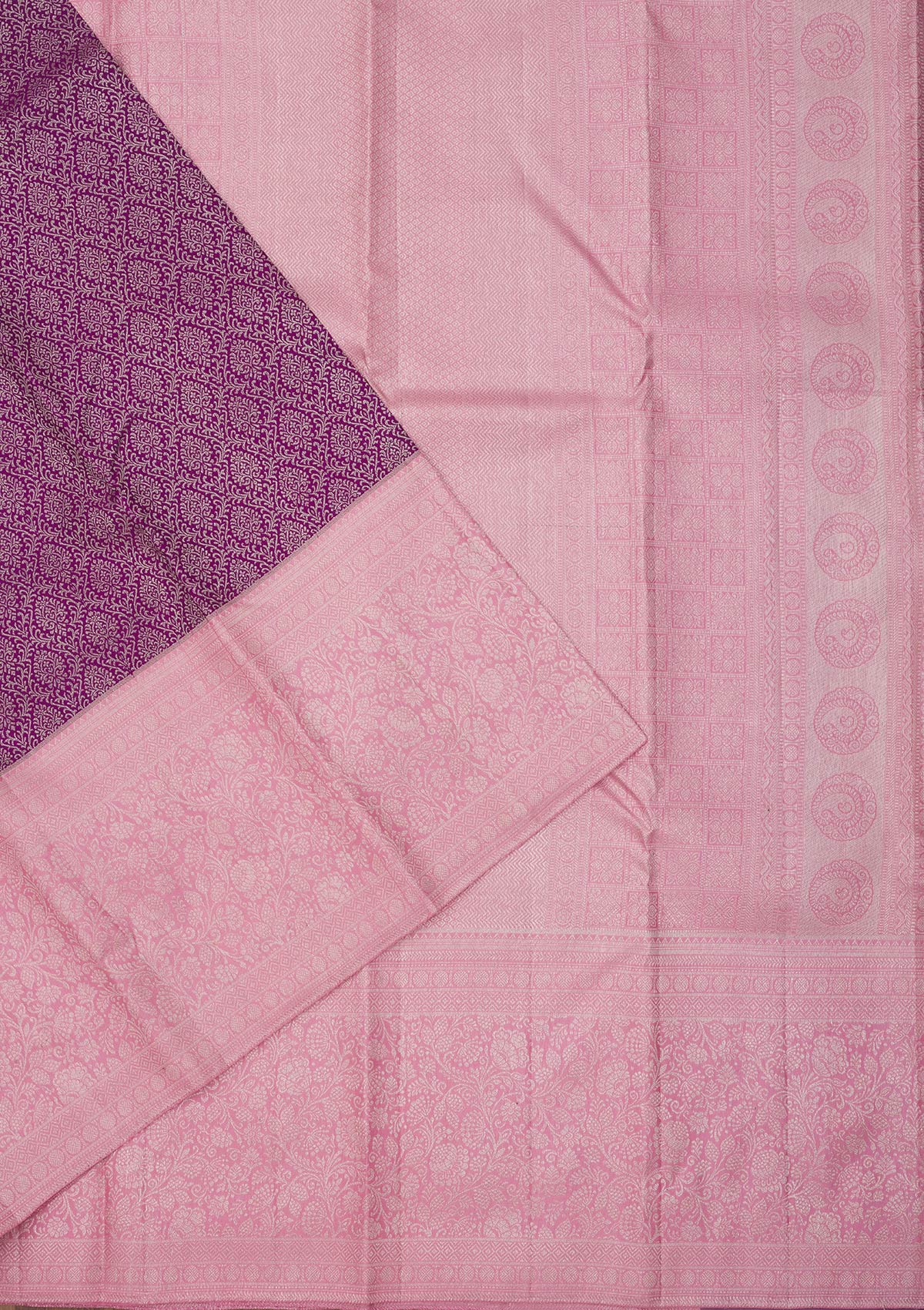 Purple Zariwork Pure Silk Saree-Koskii