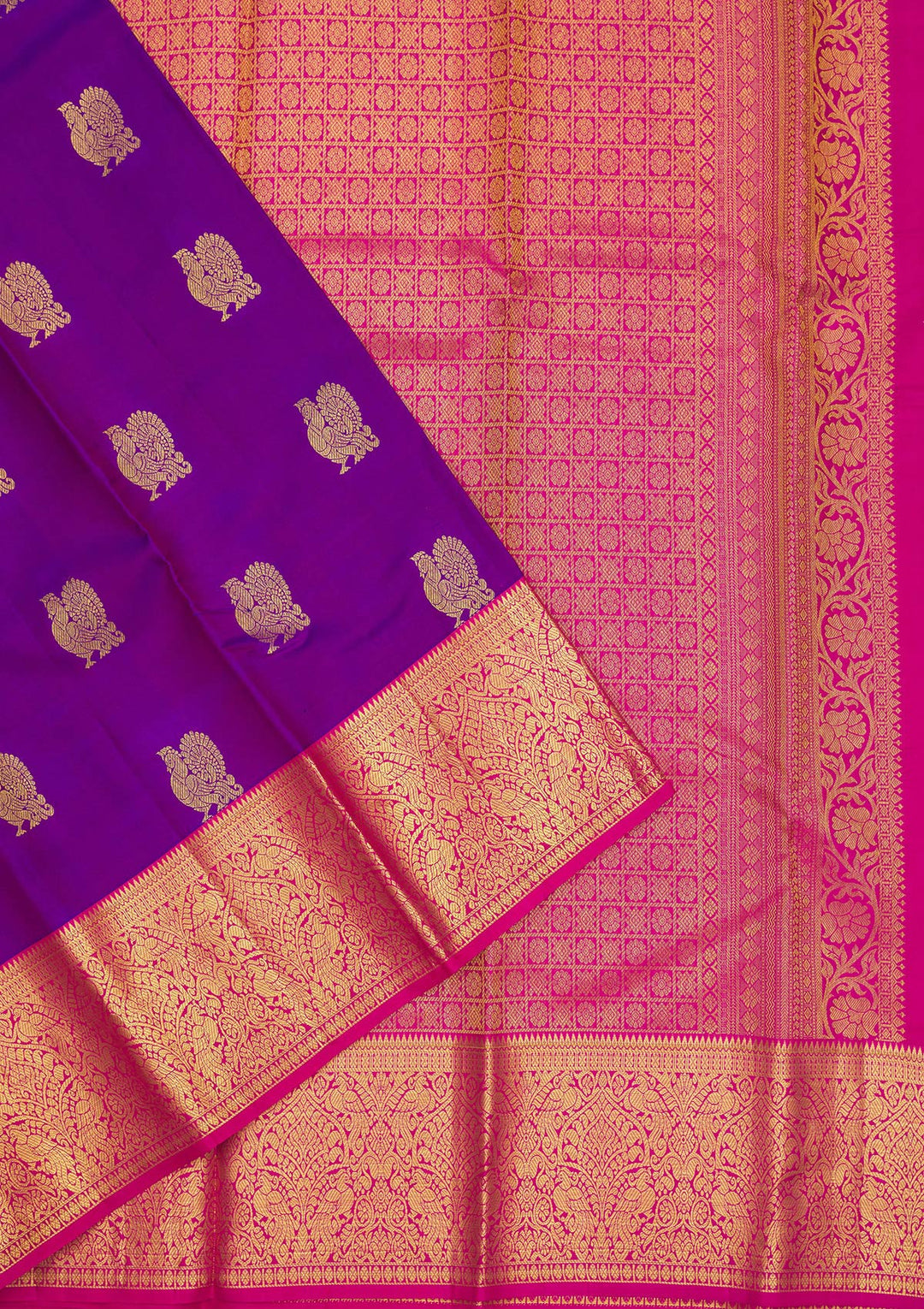 Purple Zariwork Pure Silk Saree