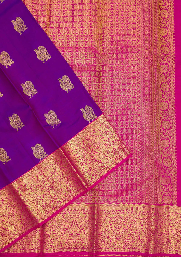 Purple Zariwork Pure Silk Saree