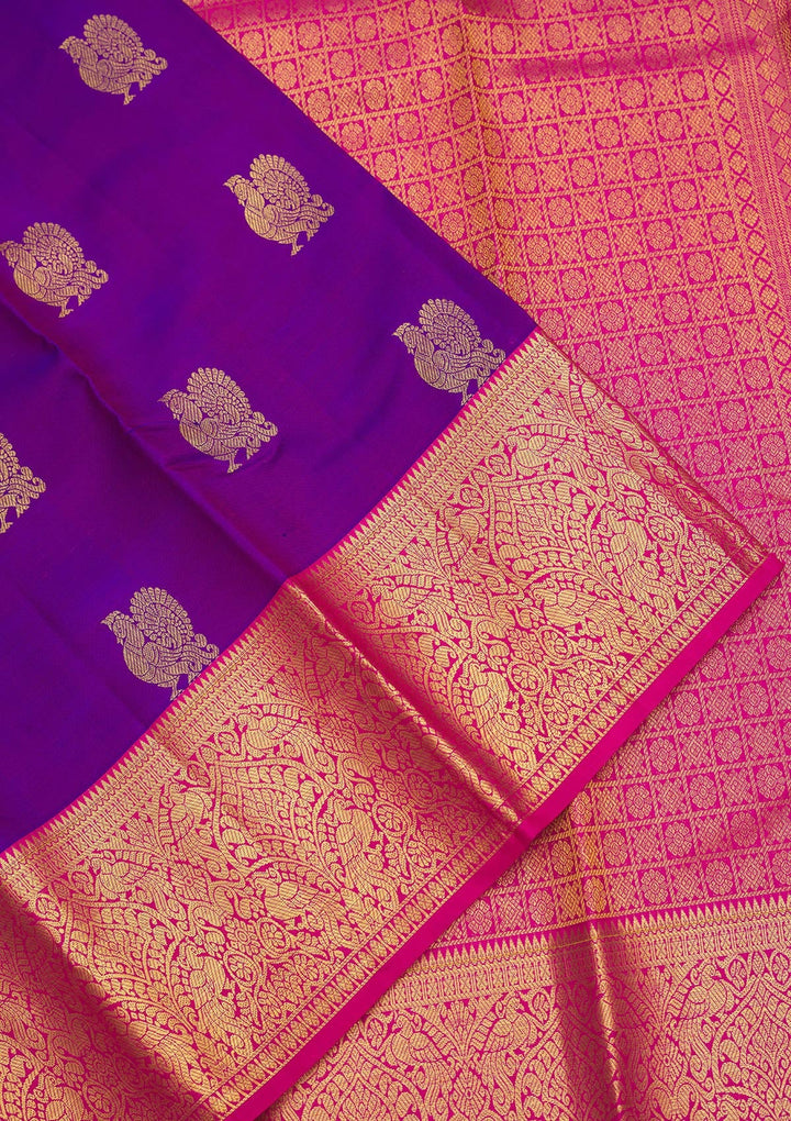 Purple Zariwork Pure Silk Saree