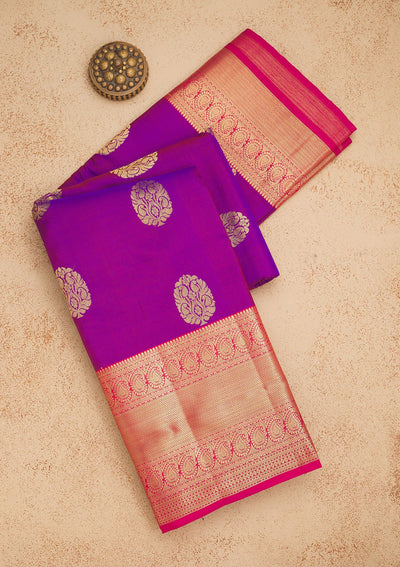 Purple Zariwork Pure Silk Saree-Koskii