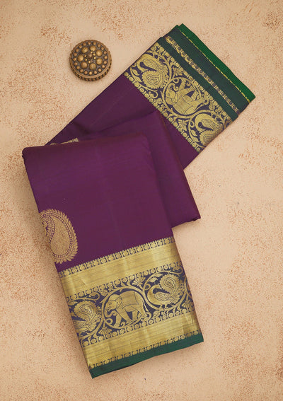 Purple Zariwork Pure Silk Saree-Koskii