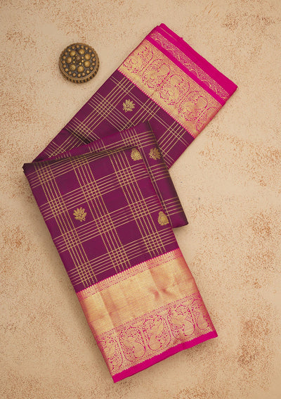 Purple Zariwork Pure Silk Saree-Koskii