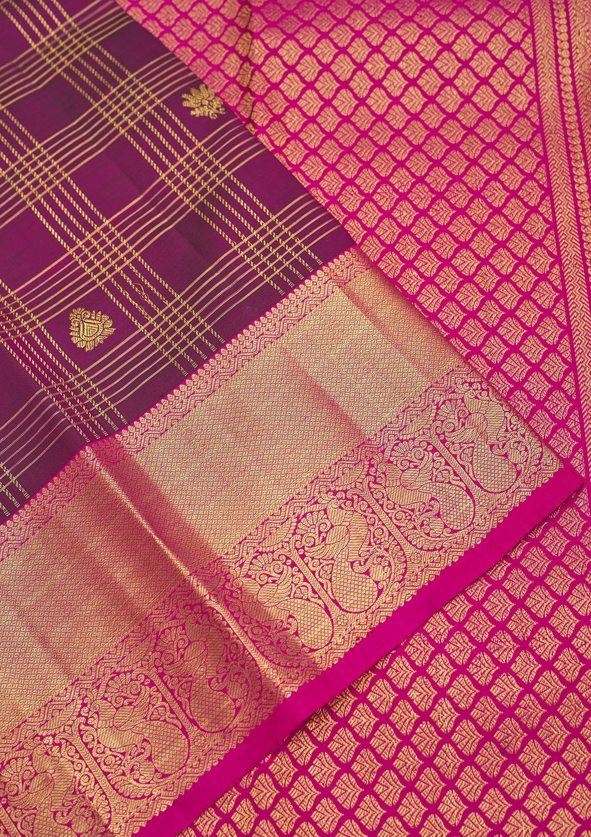 Purple Zariwork Pure Silk Saree