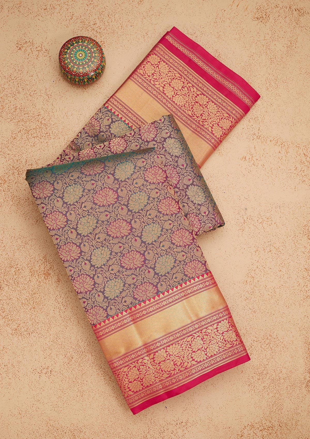 Purple Zariwork Pure Silk Saree-Koskii