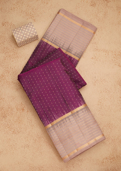 Purple Zariwork Pure Silk Saree-Koskii