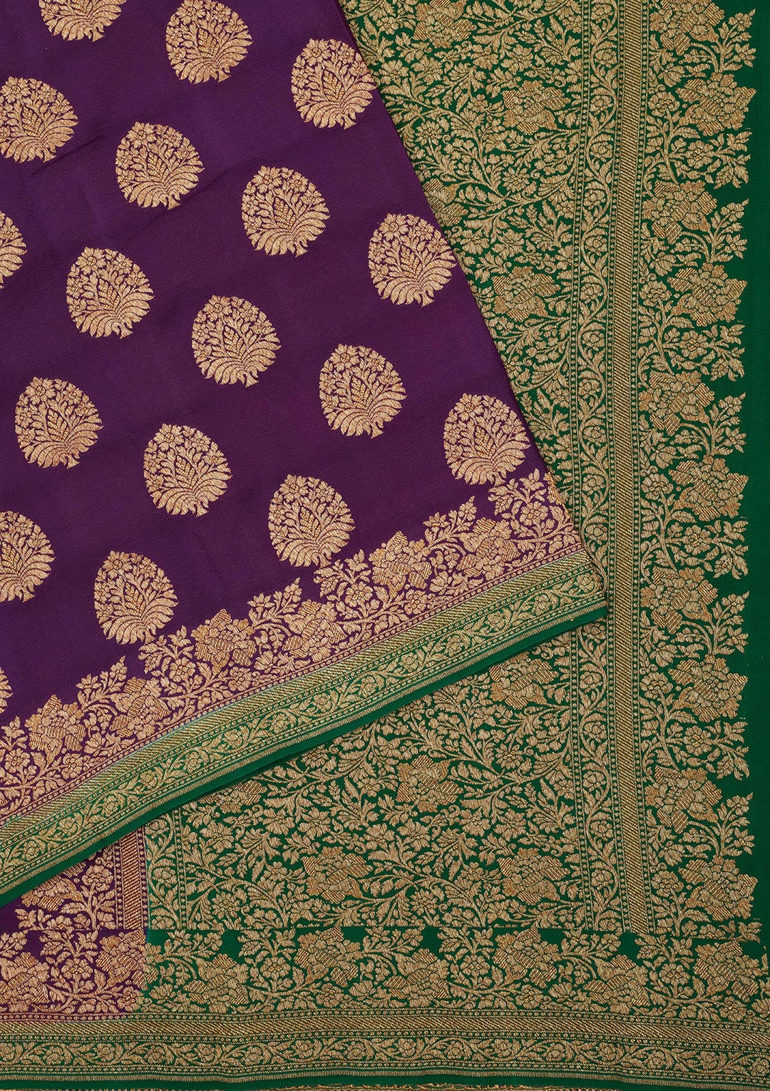 Purple Zariwork Pure Silk Saree-Koskii