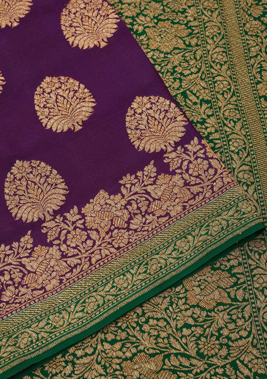 Purple Zariwork Pure Silk Saree-Koskii