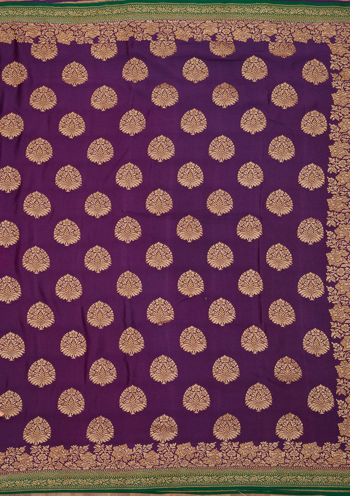 Purple Zariwork Pure Silk Saree-Koskii