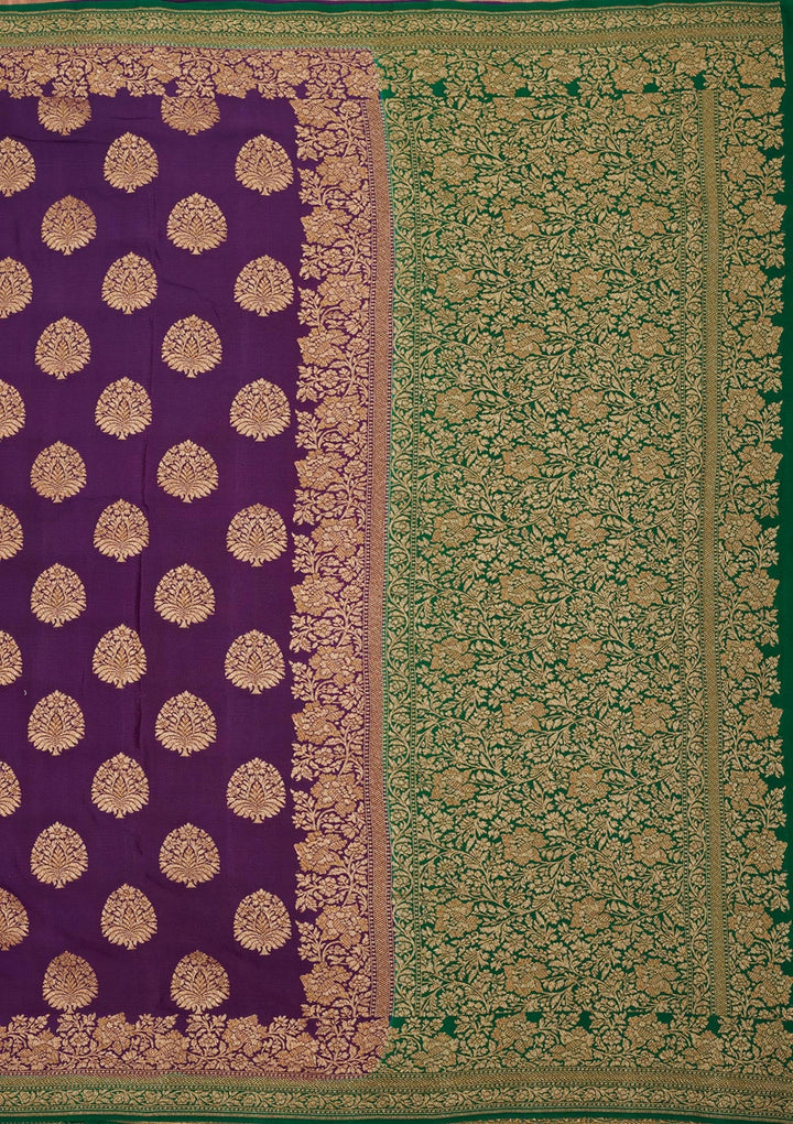 Purple Zariwork Pure Silk Saree-Koskii