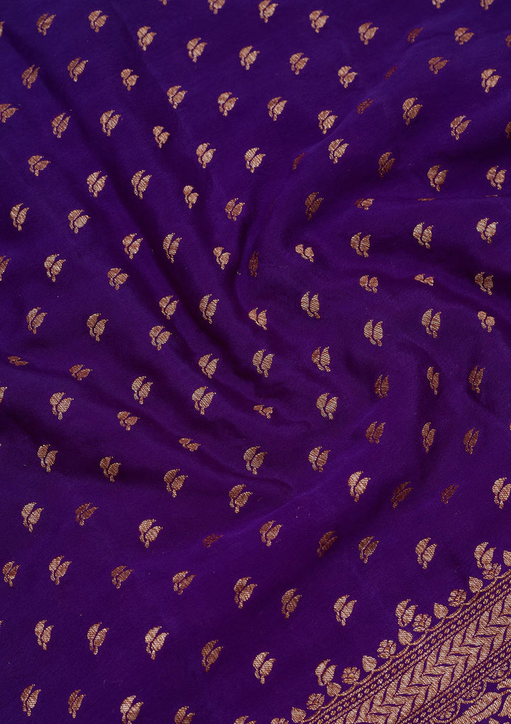 Purple Zariwork Pure Silk Saree-Koskii