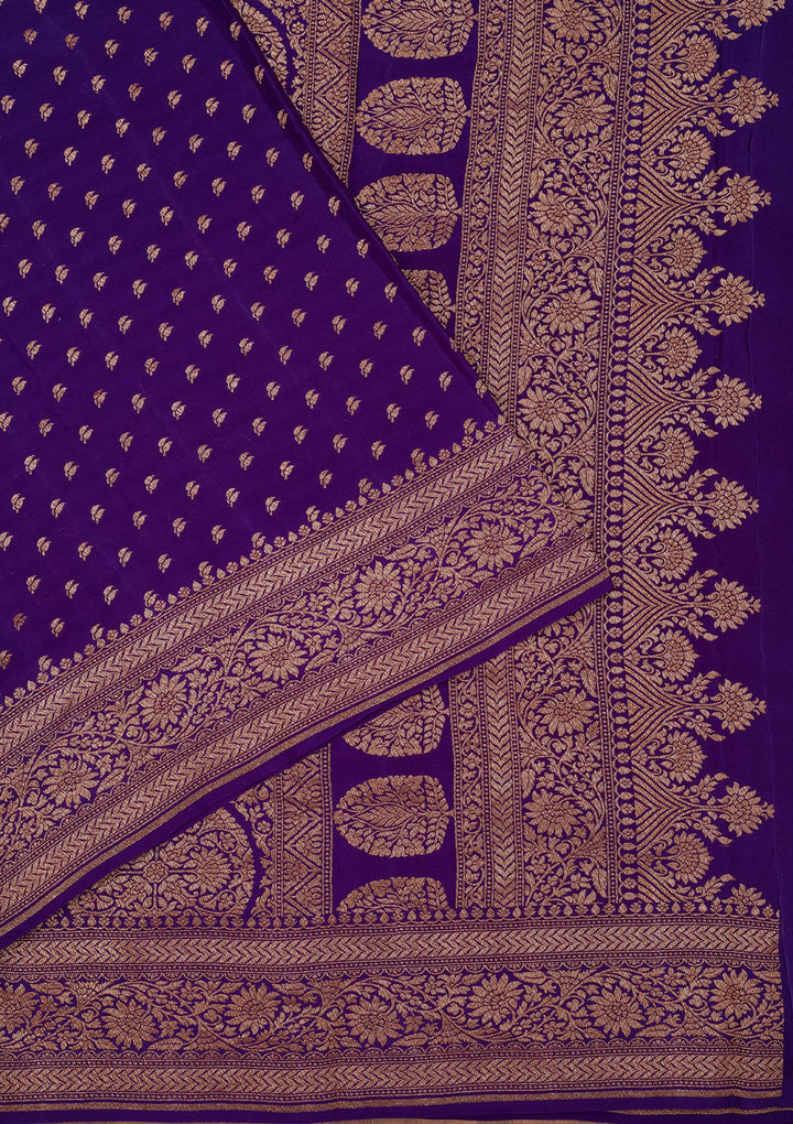 Purple Zariwork Pure Silk Saree-Koskii