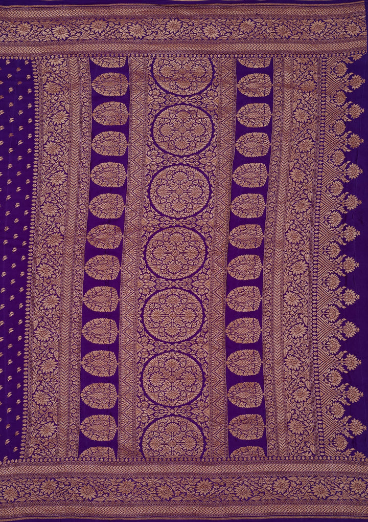 Purple Zariwork Pure Silk Saree-Koskii