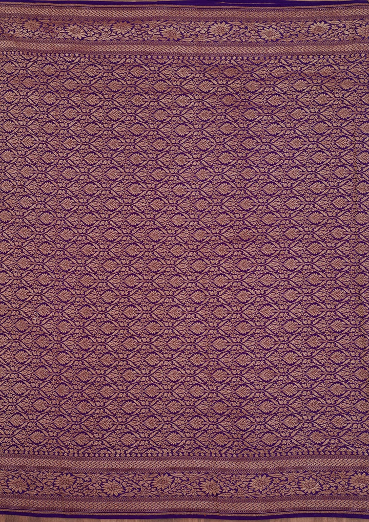 Purple Zariwork Pure Silk Saree-Koskii