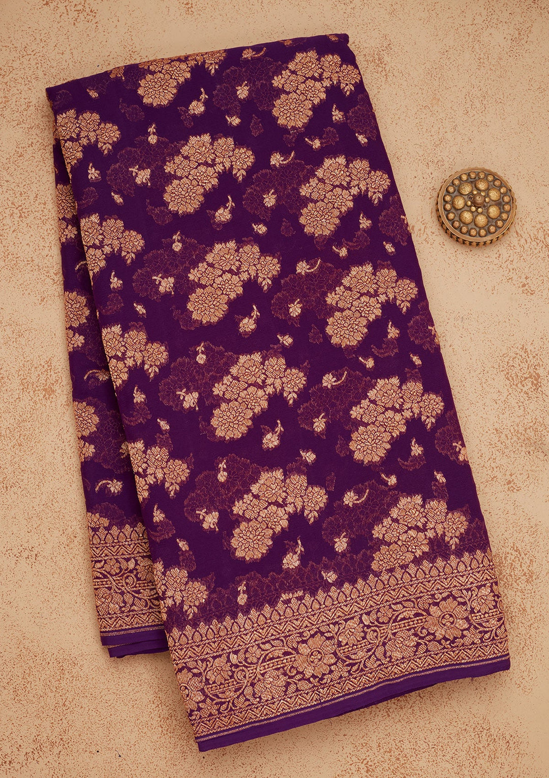 Purple Zariwork Pure Silk Saree-Koskii