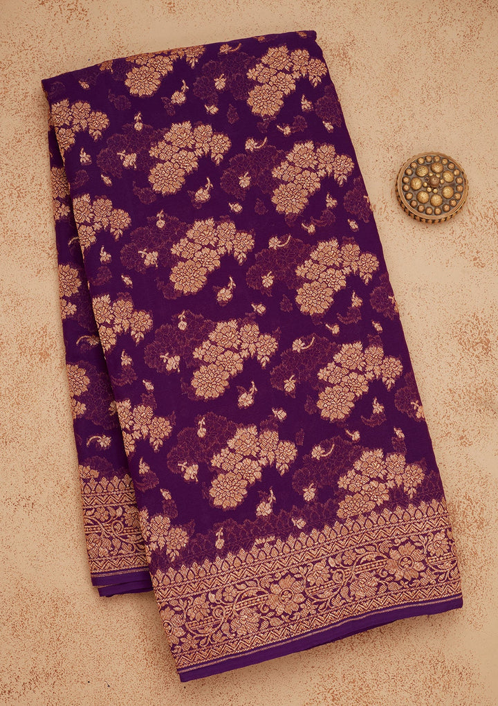Purple Zariwork Pure Silk Saree-Koskii