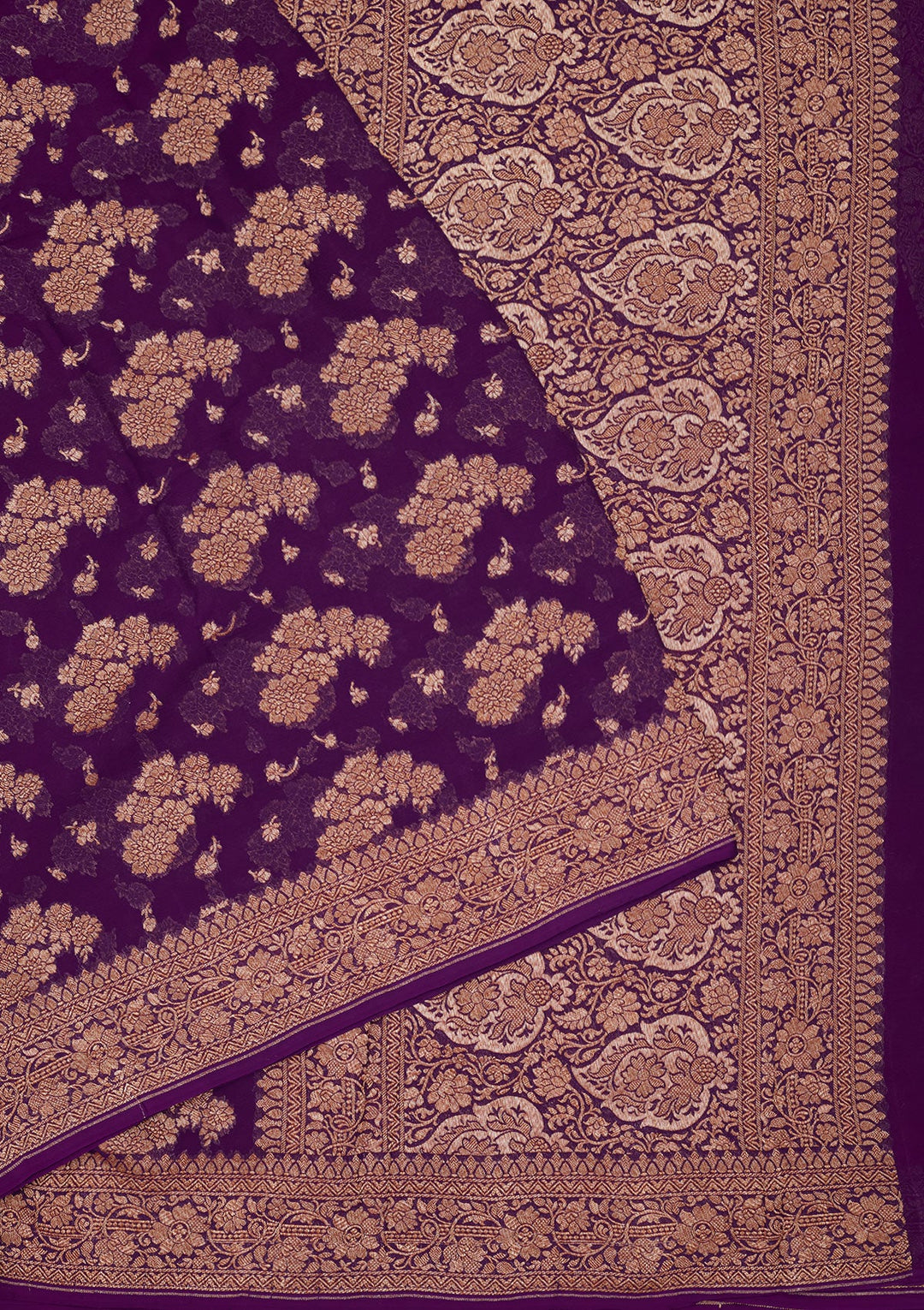 Purple Zariwork Pure Silk Saree-Koskii