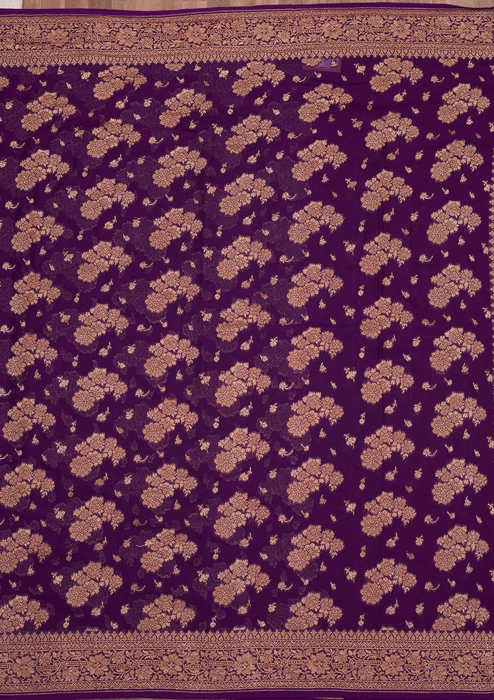 Purple Zariwork Pure Silk Saree-Koskii
