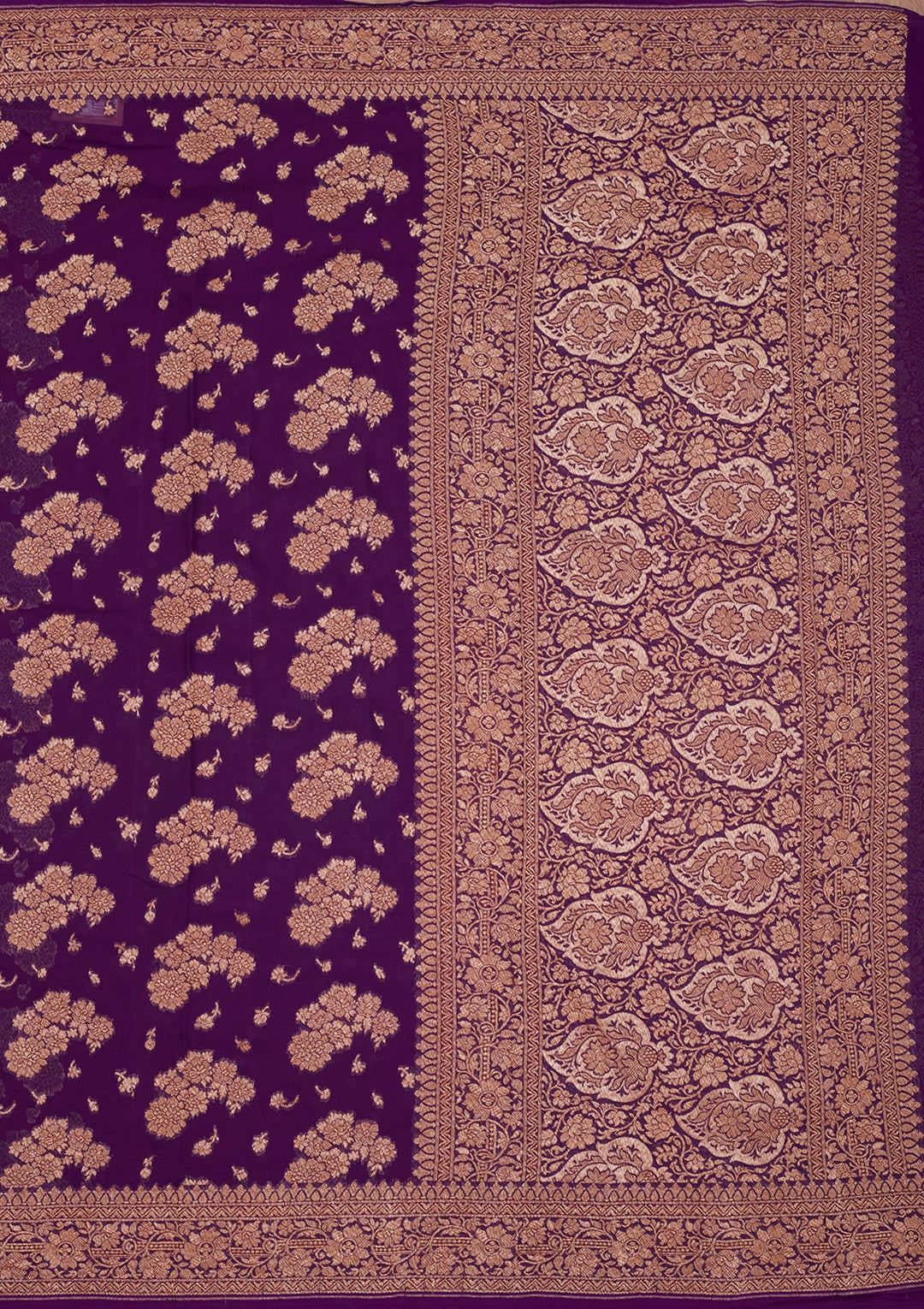 Purple Zariwork Pure Silk Saree-Koskii