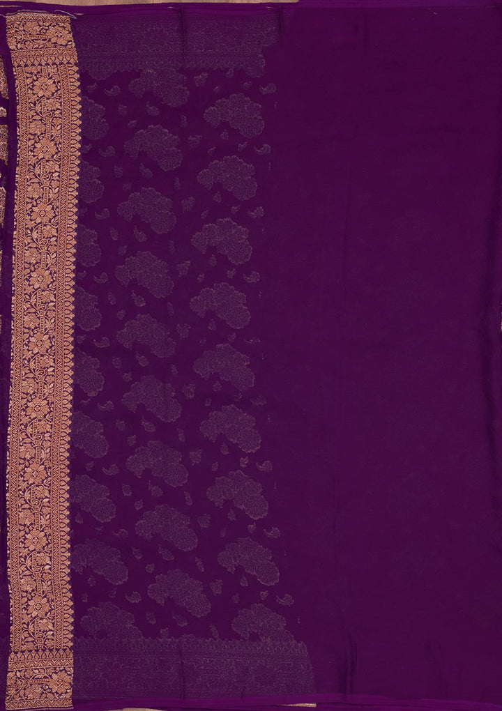 Purple Zariwork Pure Silk Saree-Koskii