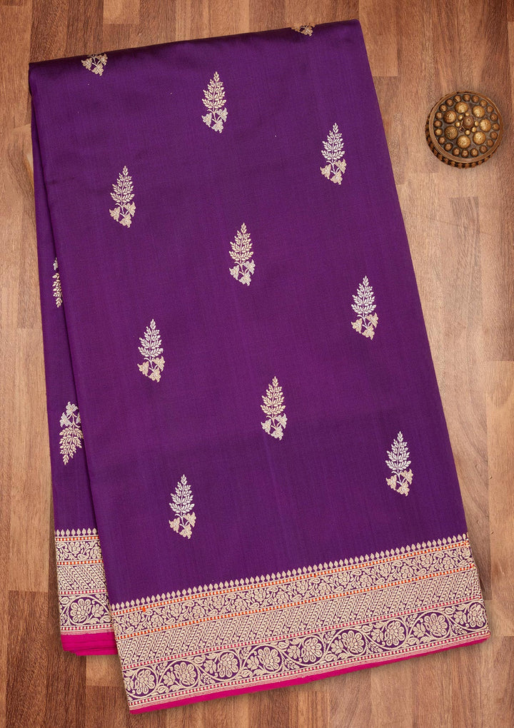 Purple Zariwork Pure Silk Saree-Koskii