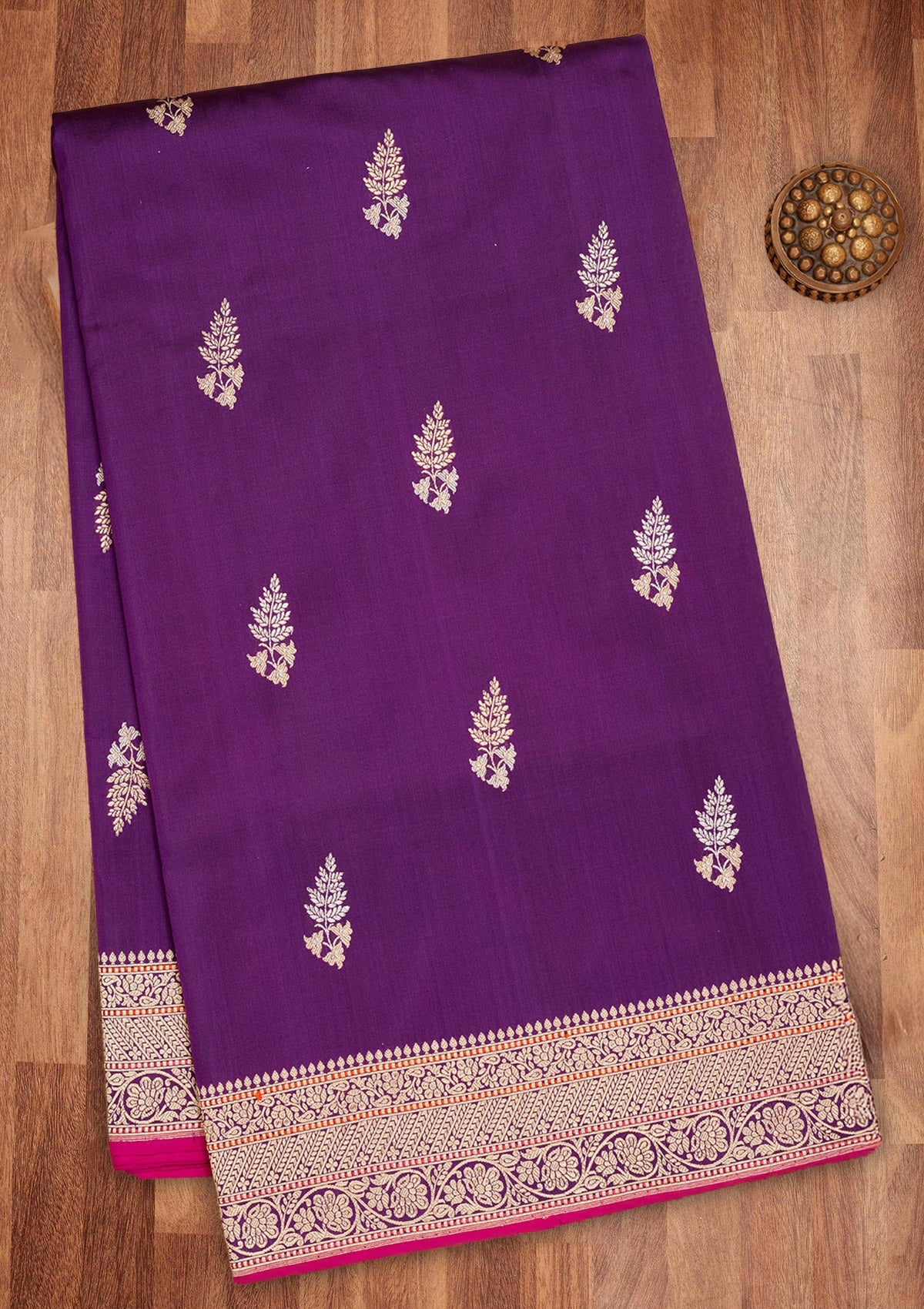 Purple Zariwork Pure Silk Saree-Koskii