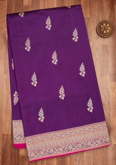 Purple Zariwork Pure Silk Saree-Koskii