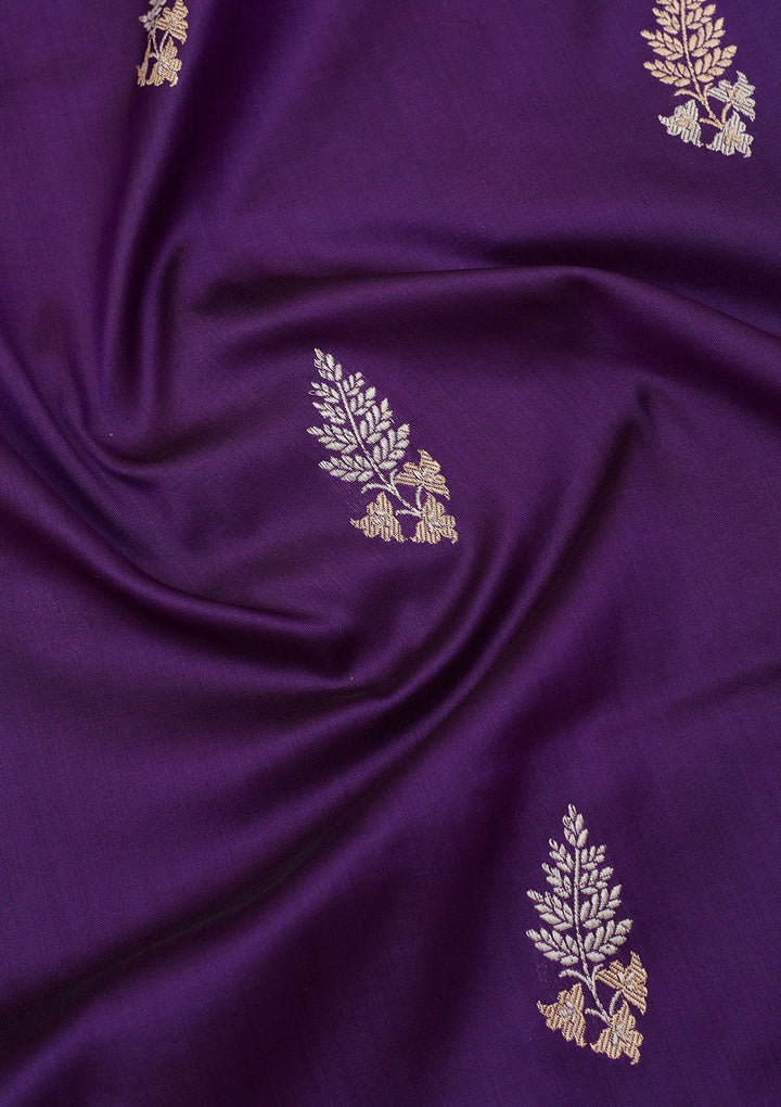 Purple Zariwork Pure Silk Saree-Koskii
