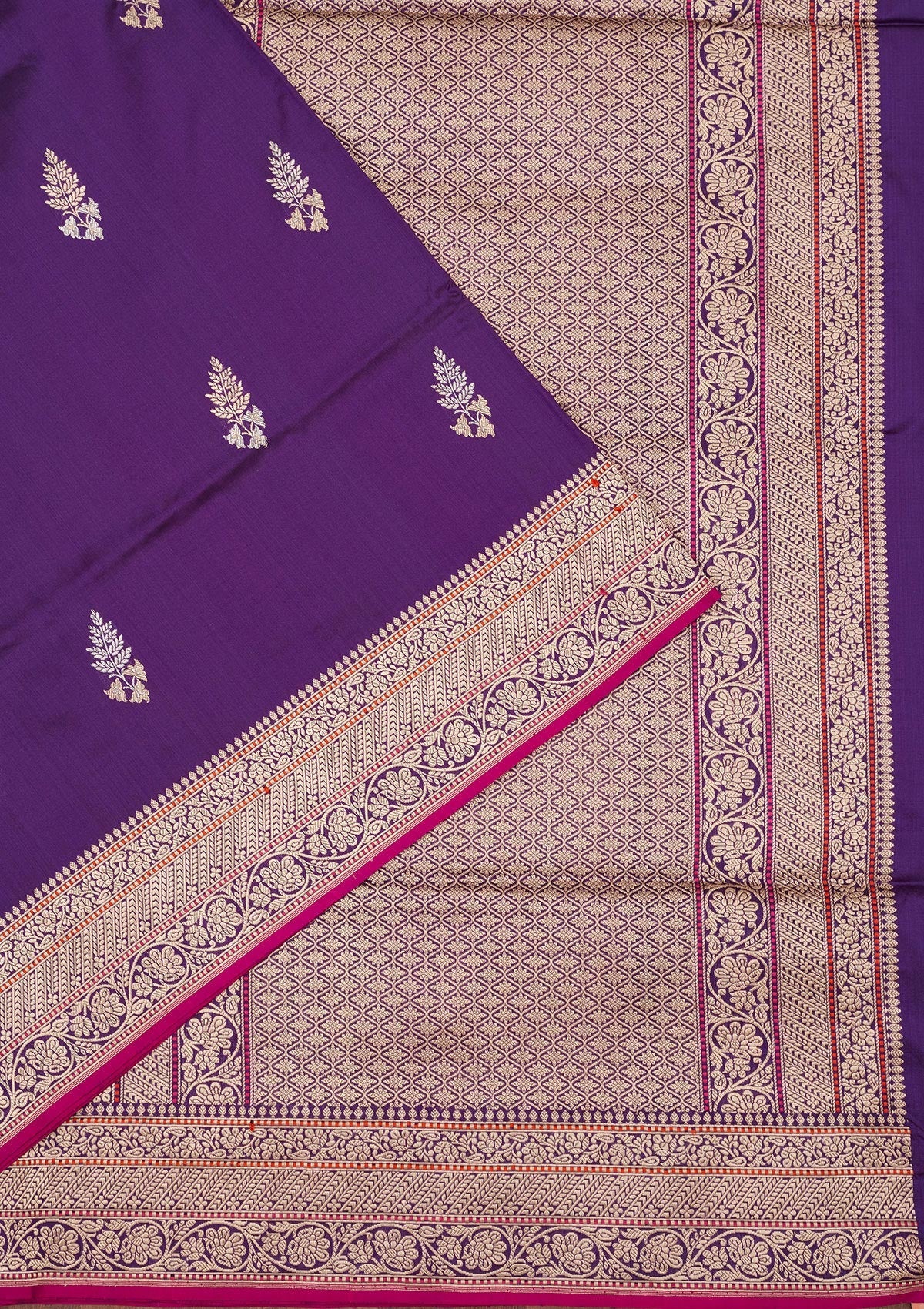 Purple Zariwork Pure Silk Saree-Koskii