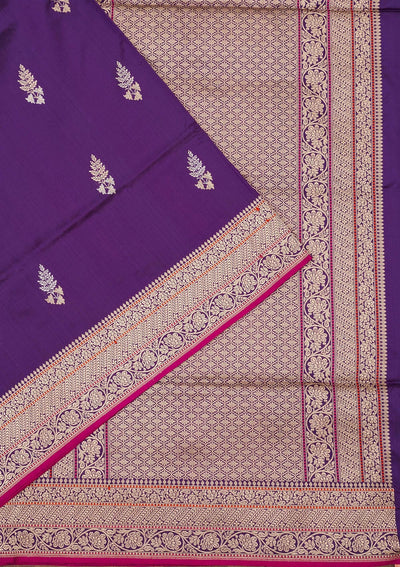 Purple Zariwork Pure Silk Saree-Koskii