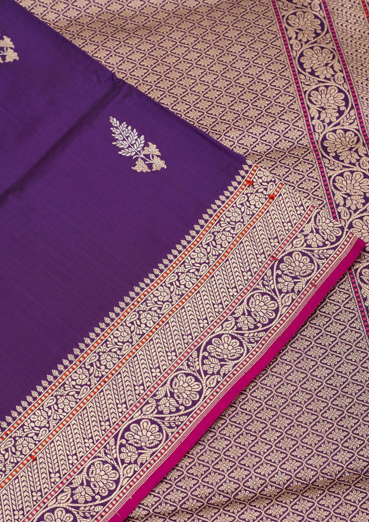 Purple Zariwork Pure Silk Saree-Koskii