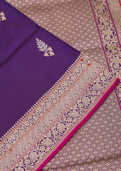 Purple Zariwork Pure Silk Saree-Koskii