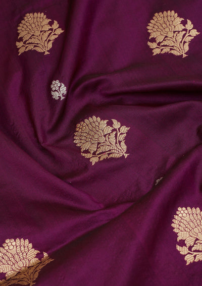 Purple Zariwork Pure Silk Saree-Koskii