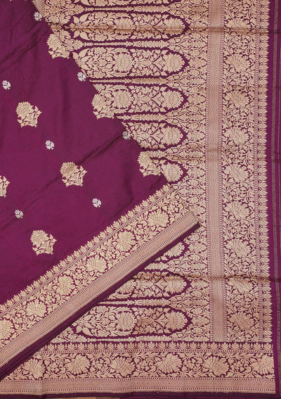 Purple Zariwork Pure Silk Saree-Koskii